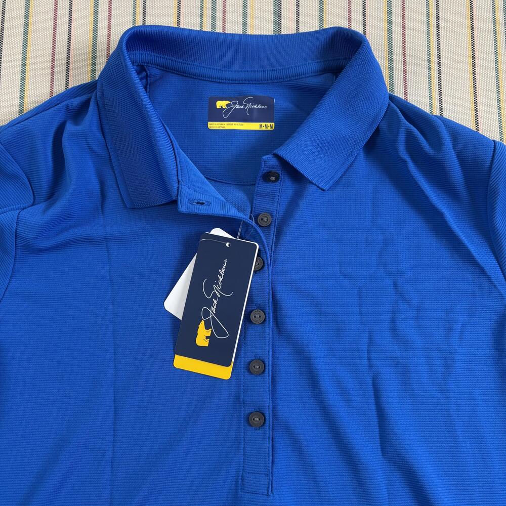 NEW Jack Nicklaus Polo Shirt Womens Medium Blue Magnetic Blue Golf Performance